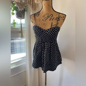 Polka dot babydoll peplum tank top